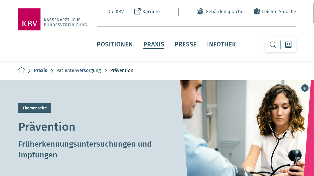 Screenshot KBV Prävention