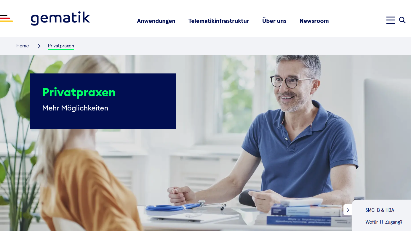 Screenshot Website gematik